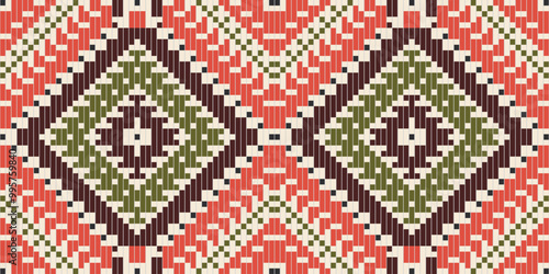 Traditional Arabic Pattern Backgroundfolk Embroidery, Aztec Geometric Ornament Print. Design for Carpet, Wallpaper, Clothing, Wrapping, Fabric
