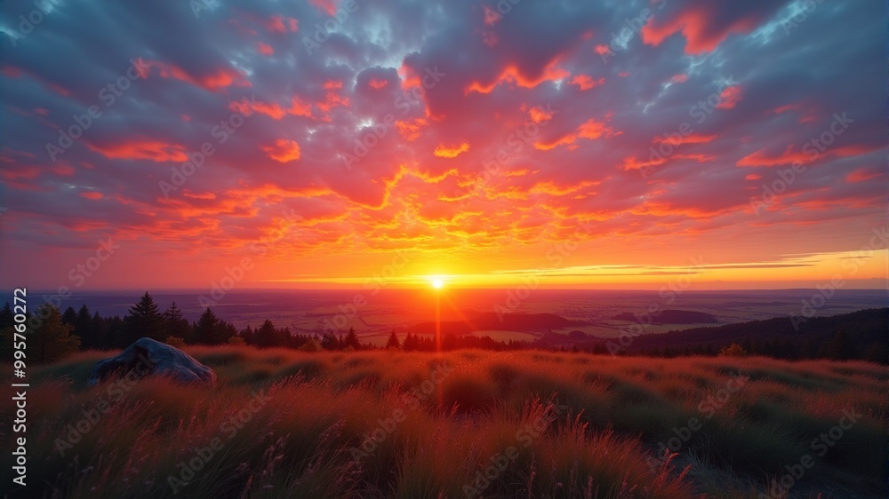 A beautiful sunset with clouds in the background.