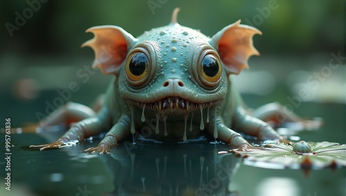 A creepy big-eared creature with green drool coming out of its mouth