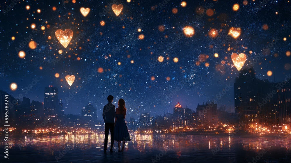 Fototapeta premium A Sparkling New Yearâ€™s Eve Under a Starry Sky