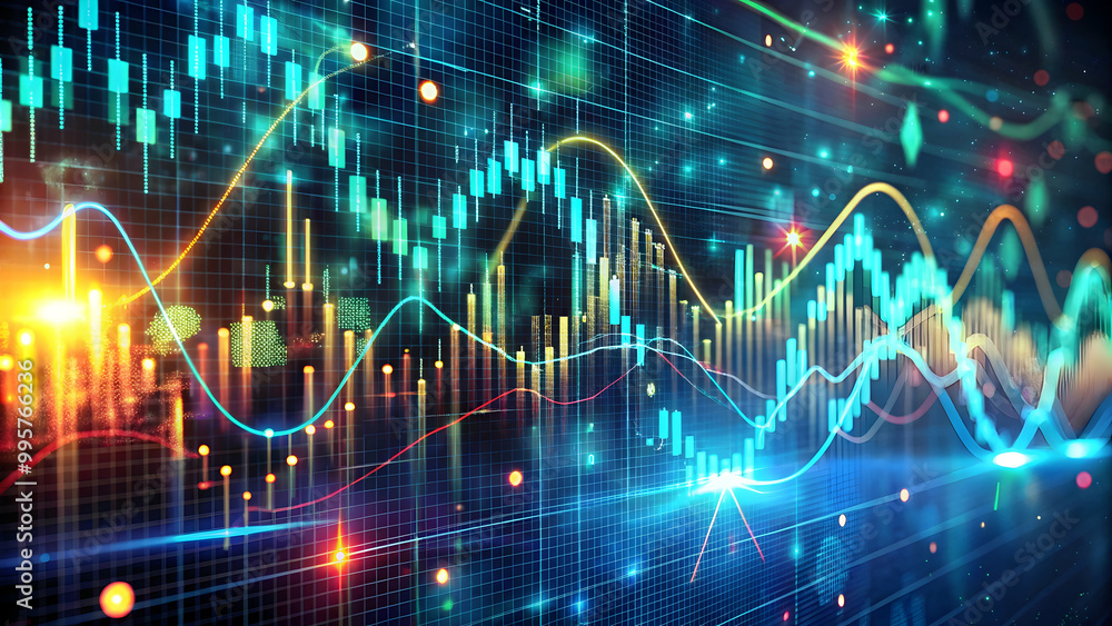 The Market Pulse: A mesmerizing digital illustration of a dynamic stock market, showcasing the ebb and flow of financial data with vibrant lines and glowing points of interest. The Market Pulse: A mesmerizing digital illustration of a dynamic stock market, showcasing the ebb and flow of financial data with vibrant lines and glowing points of interest.