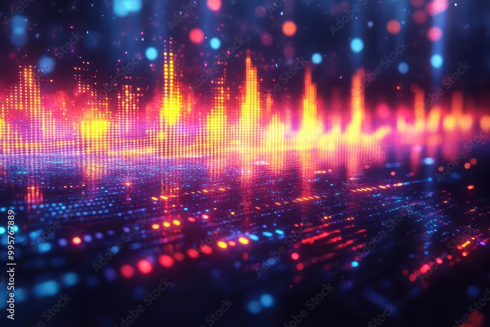 an abstract background featuring a dynamic sound wave equalizer effect illuminated by neon lights creating a modern and energetic atmosphere perfect for musicrelated themes an abstract background featuring a dynamic sound wave equalizer effect illuminated by neon lights creating a modern and energetic atmosphere perfect for musicrelated themes