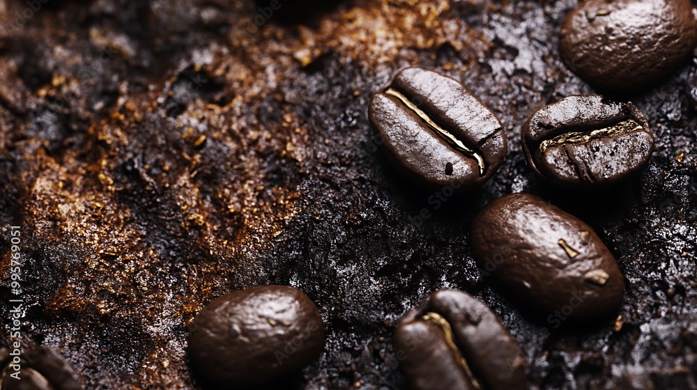 Coffee Beans on Rustic Background Coffee Beans on Rustic Background