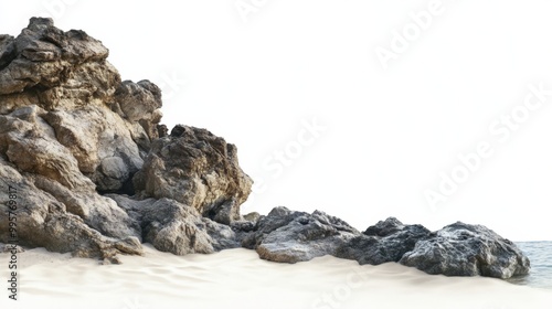 view of rocks stone and rocky cliff part on white background isolate