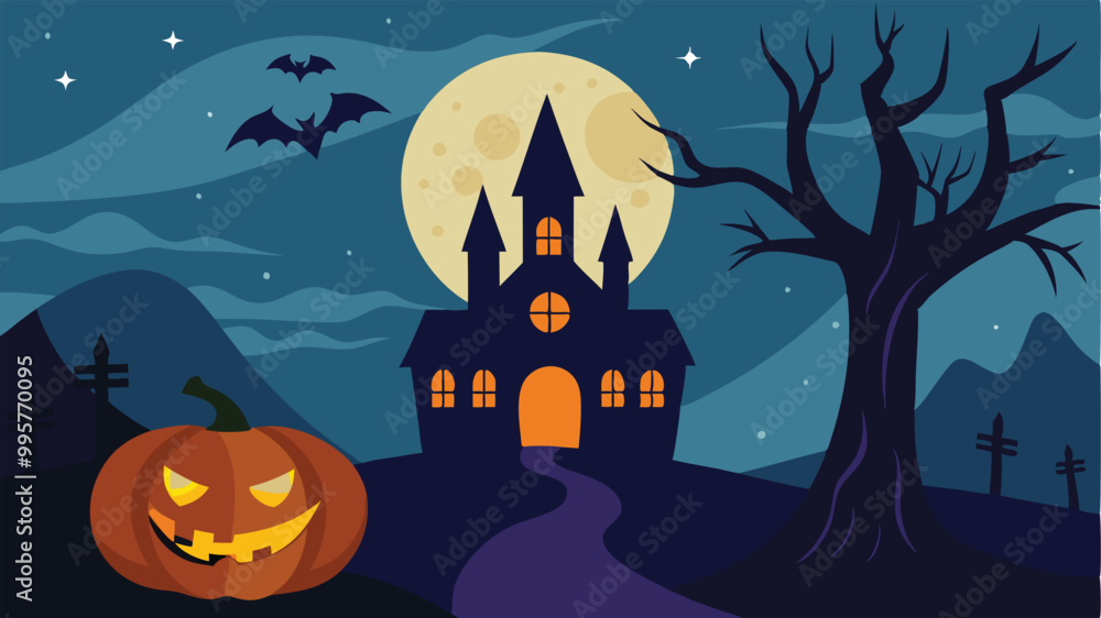 halloween background with house halloween background with house