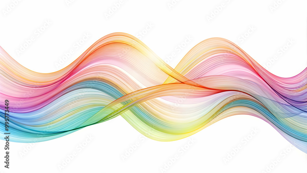 Fototapeta premium Rainbow Wave Abstract: Colorful, flowing ribbons create a vibrant and dynamic abstract design. Perfect for backgrounds, websites, or any project needing a touch of rainbow magic. 
