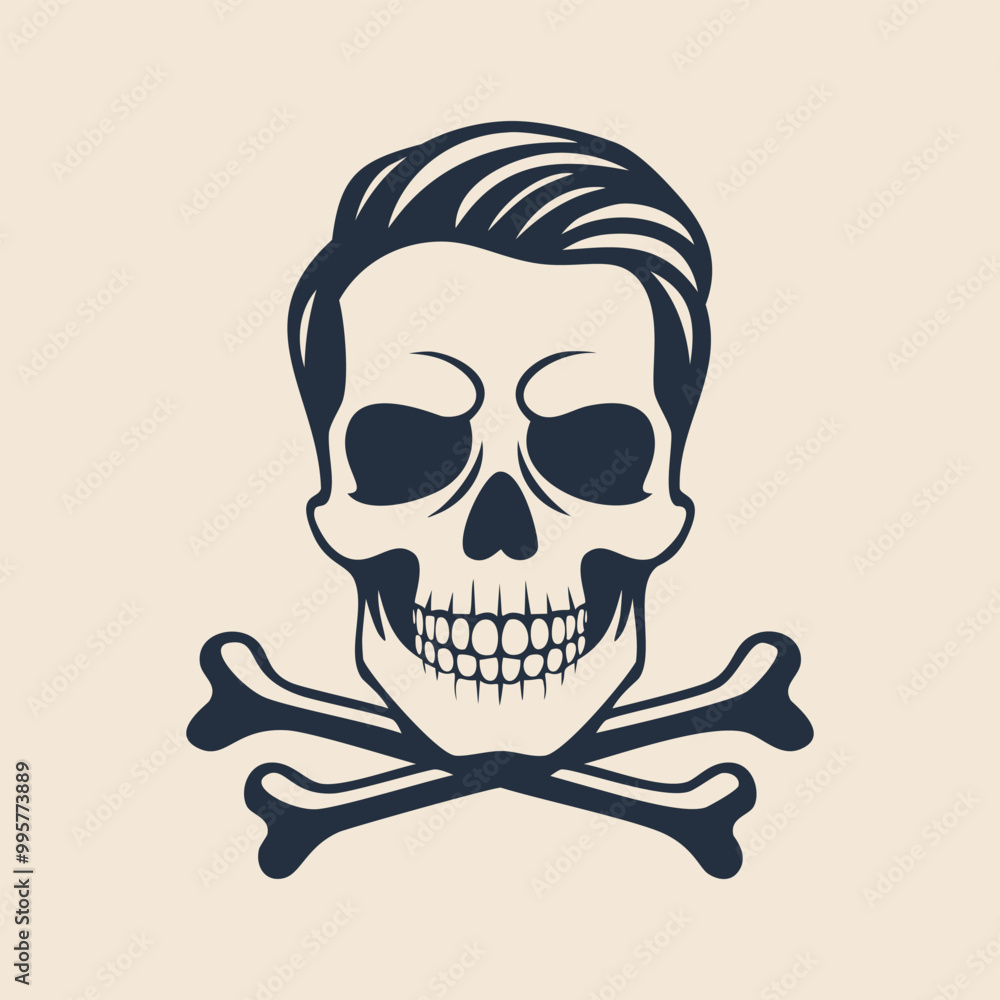 Hand drawn skull and crossbones tattoo illustration Hand drawn skull and crossbones tattoo illustration