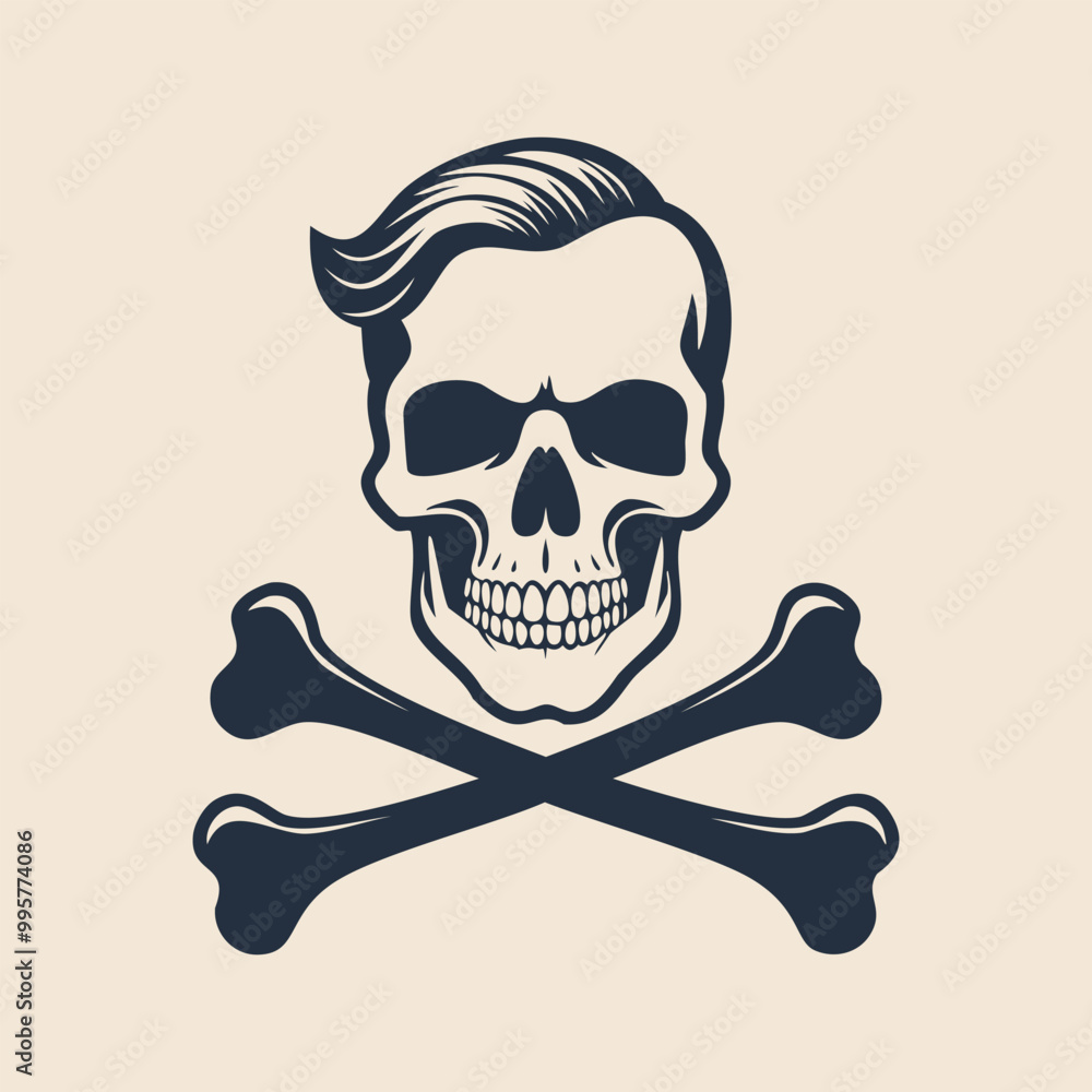 Skull and crossbones retro monochrome silhouette vector illustration Skull and crossbones retro monochrome silhouette vector illustration
