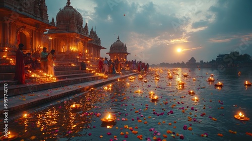 Sacred illumination: Sharad Purnima festival, celebrating full moon night with divine reverence, honoring Hindu deities through fasting, offerings, reflecting rich tapestry of cultural practices, photo