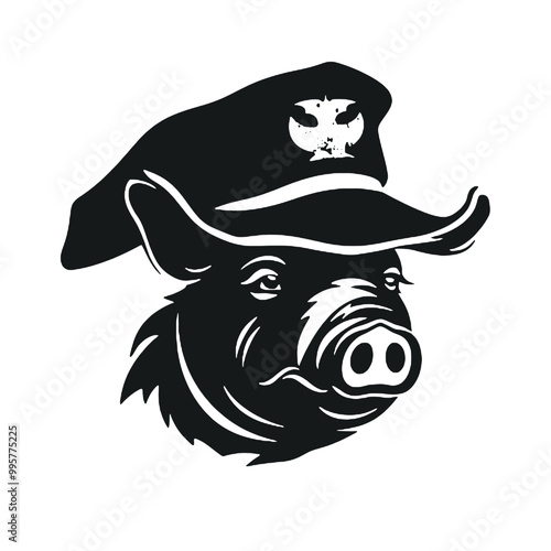 Image portrait pig pirate. Vector illustration.