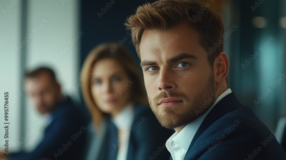 Professional Man in Focus at Business Meeting Professional Man in Focus at Business Meeting