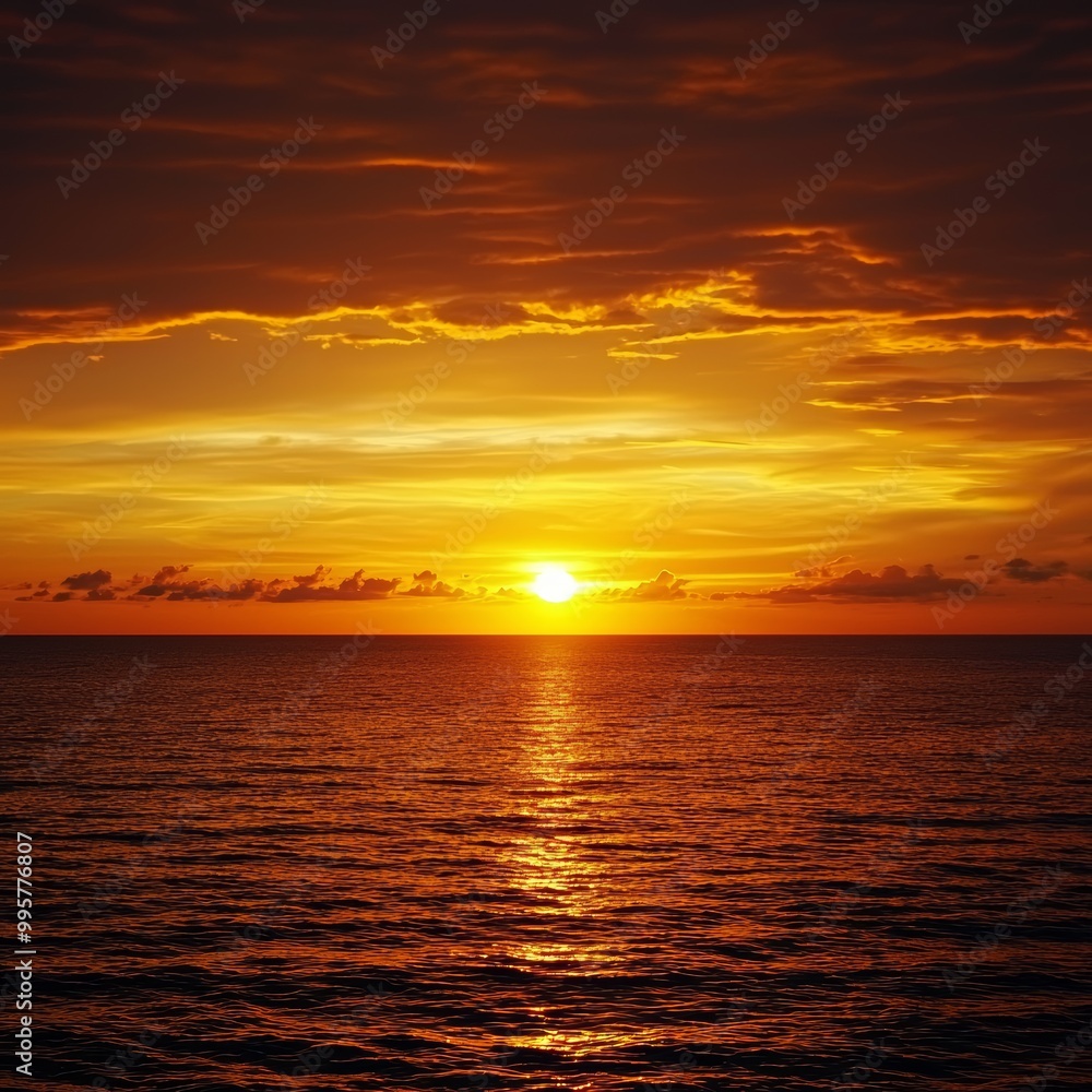 A golden sunset over a vast ocean, casting a warm glow, golden sunset, natural beauty A golden sunset over a vast ocean, casting a warm glow, golden sunset, natural beauty