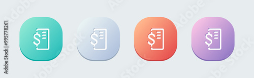 Invoice line icon in flat design style. Bill signs vector illustration.