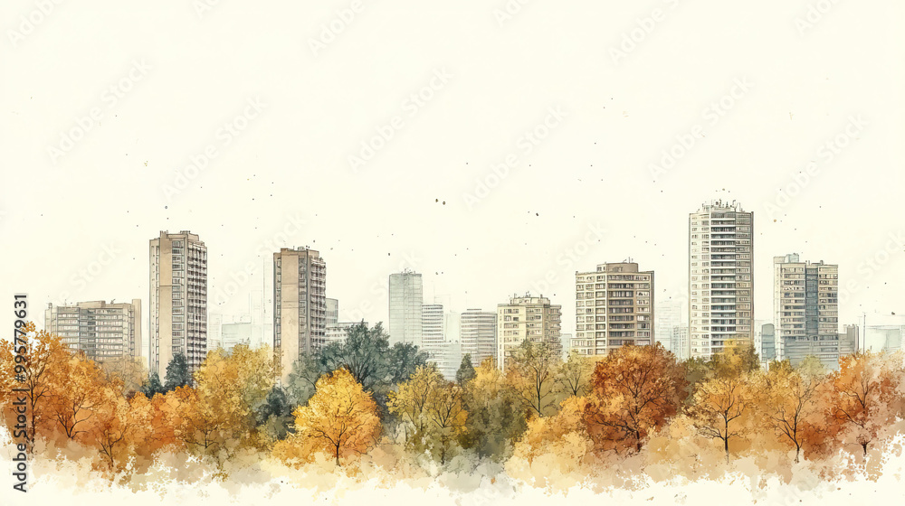 Obraz premium Milton Keynes, color pen pencil hand-drawn effect drawing illustration for travel poster, card, wallpaper, backdrop or banner. Modern, clear, artistic and simple