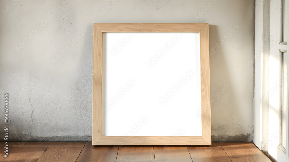 Empty Frame in Minimalist Room with Natural Light Empty Frame in Minimalist Room with Natural Light