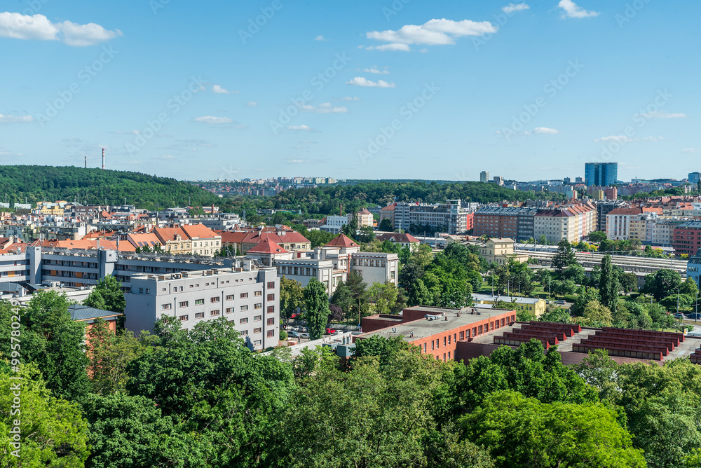 View from Havlickovy sady public park in Praha city in Czech republic View from Havlickovy sady public park in Praha city in Czech republic