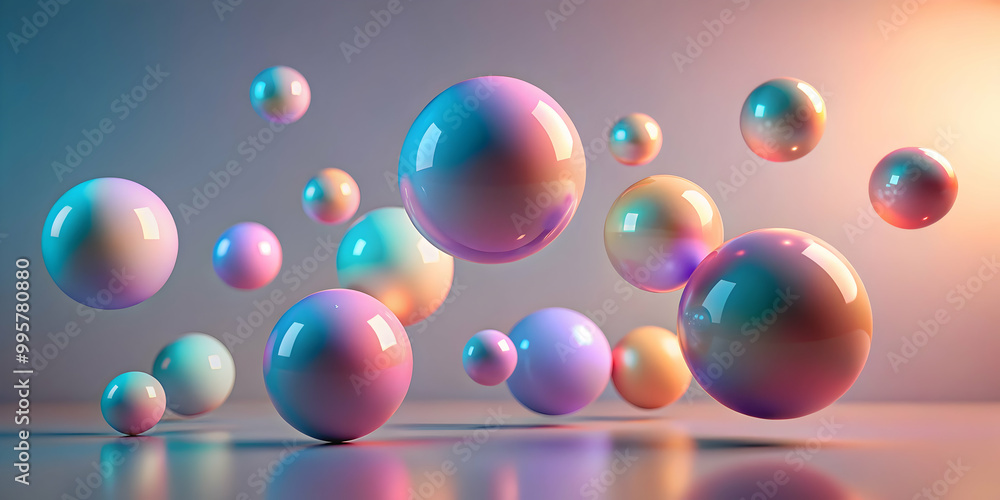 Pastel Orb Symphony: Floating spheres in soft pastel hues, bathed in a warm, ambient light, create a dreamy, abstract composition. Pastel Orb Symphony: Floating spheres in soft pastel hues, bathed in a warm, ambient light, create a dreamy, abstract composition.