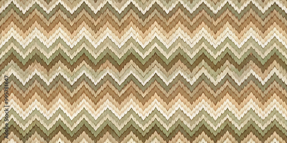 Abstract Chevron Pattern: A seamless, earthy-toned chevron pattern with a subtle textured feel. The pattern is characterized by its geometric shapes and alternating shades of brown, beige, and green. Abstract Chevron Pattern: A seamless, earthy-toned chevron pattern with a subtle textured feel. The pattern is characterized by its geometric shapes and alternating shades of brown, beige, and green.