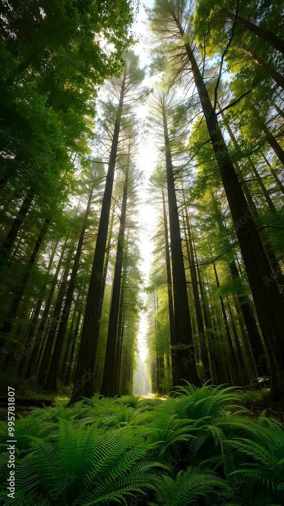 Fototapeta premium Tranquil Forest Scene with Lush Greenery