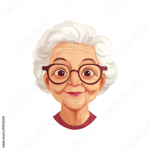 Smiling cartoon granny face vector