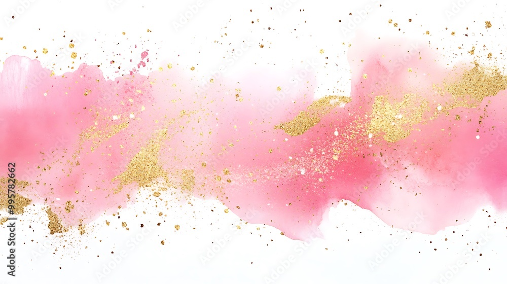 Pink and Gold Watercolor Abstract Pink and Gold Watercolor Abstract