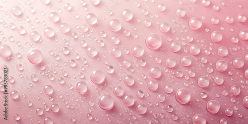 Wallpaper Mural Pink Dew Drops: A delicate pattern of water droplets on a soft pink surface. Close-up macro shot with a focus on texture and subtle light reflections. Perfect for beauty, spa, and serenity themes.  Torontodigital.ca