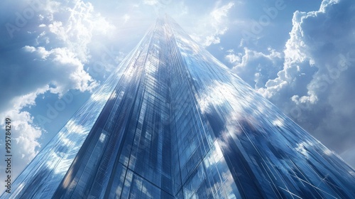 Wallpaper Mural A Tall Glass Skyscraper Reaching for the Cloudy Sky Torontodigital.ca