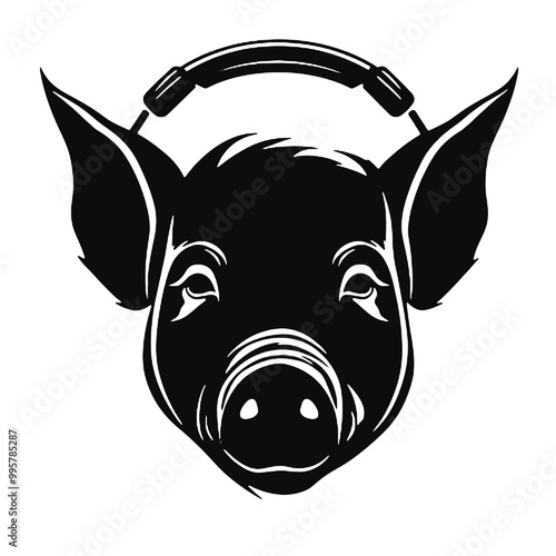 DJ pig with headphones 