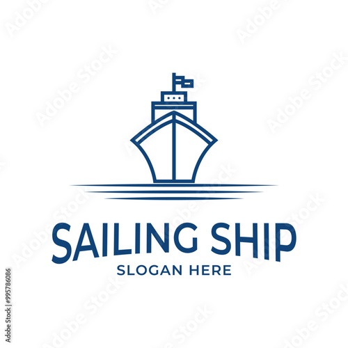 cruise ship logo front view design concept idea