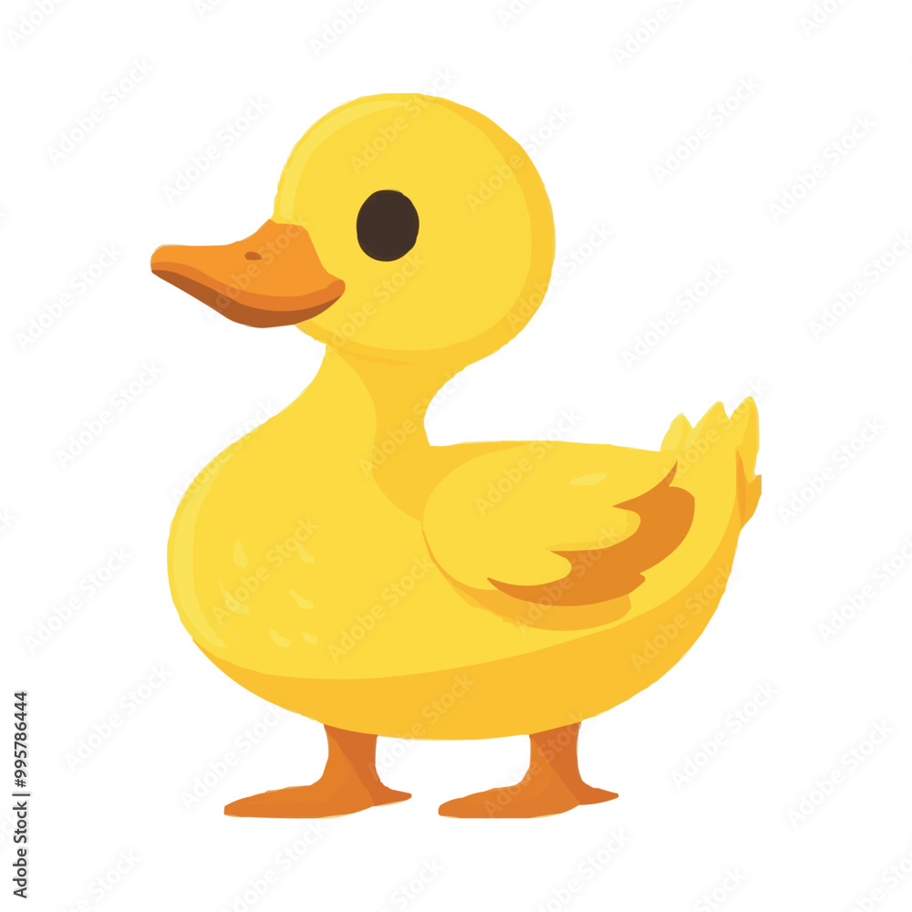 Fototapeta premium simple cartoon-style yellow rubber duck vector clip art on a white background
