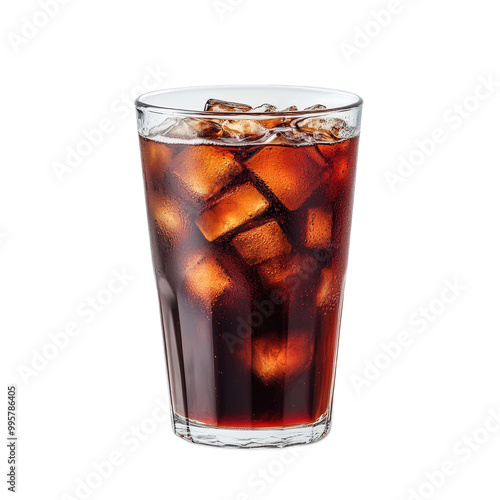 Refreshing Glass of Cola with Ice Cubes