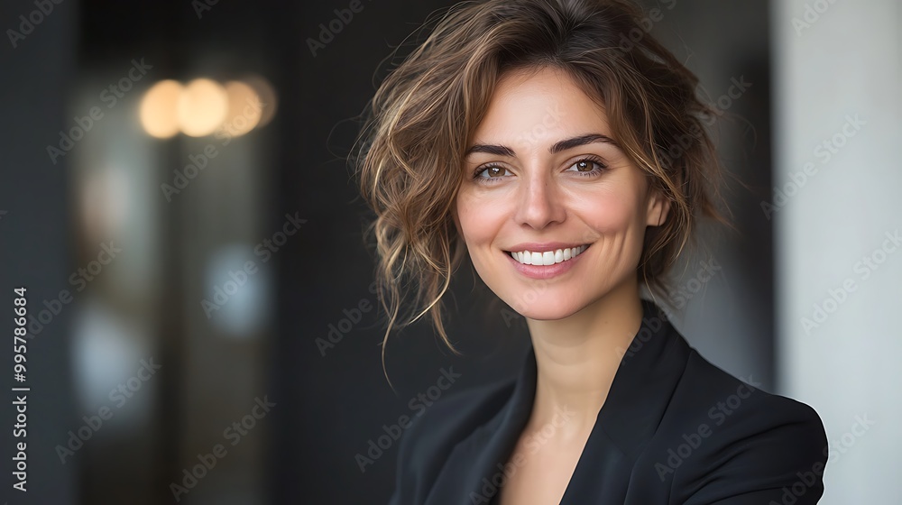 Fototapeta premium Portrait of a smiling businesswoman in office attire