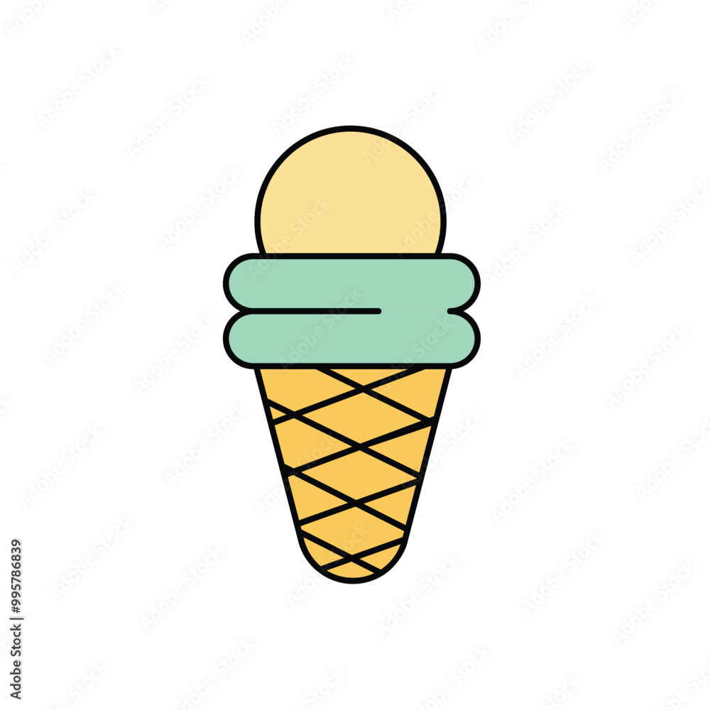 ice cream cone color line icon with white background vector stock illustration ice cream cone color line icon with white background vector stock illustration