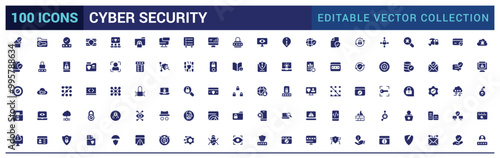Cyber security filled icons set. Data protection, spam, secure, security and more, filled icon set, glyph for web and ui. Solid icon set. Vector illustration.