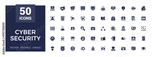 Cyber security filled icons set. Data protection, spam, secure, security and more, filled icon set, glyph for web and ui. Solid icon set. Vector illustration.