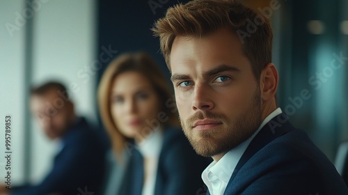 Professional Man in Focus at Business Meeting