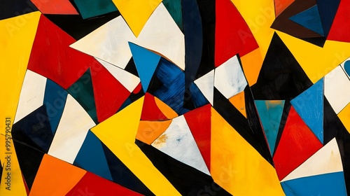 Abstract Geometric Chaos: Vibrant Triangles in a Kaleidoscope of Color 