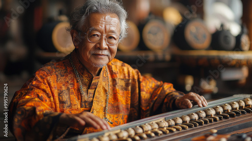 A Musician Playing a Traditional Instrument