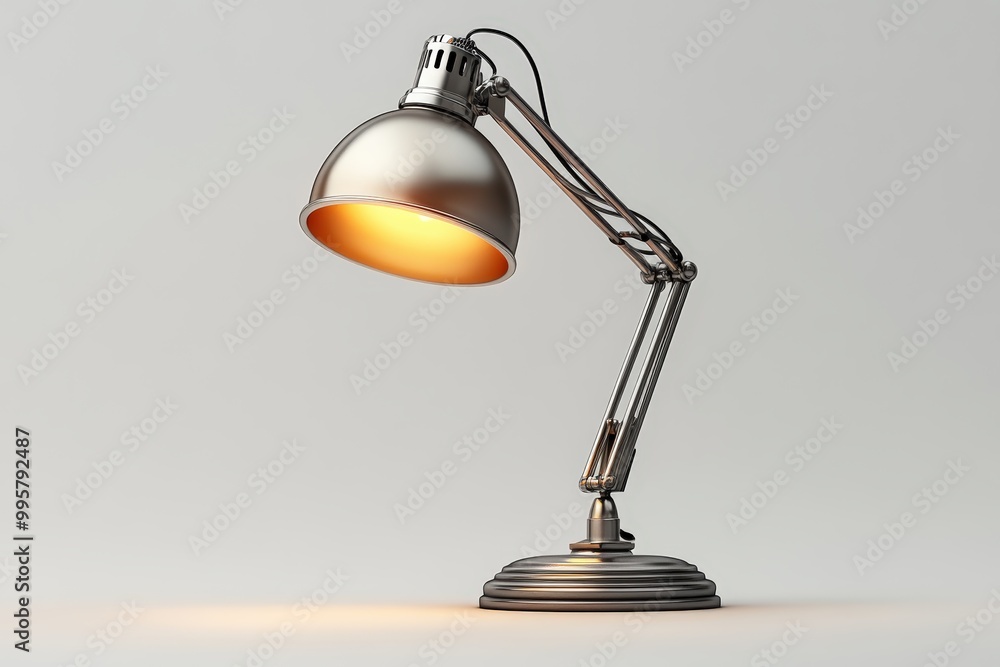 Stylish desk lamp providing warm light, isolated on white background. Stylish desk lamp providing warm light, isolated on white background.