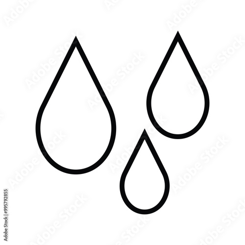 black and white falling water drop icon