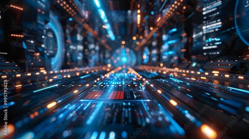 Futuristic Data Stream with Neon Lights Futuristic Data Stream with Neon Lights