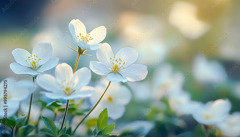 Obraz premium white wildflower spring blossoming beautiful wallpaper background