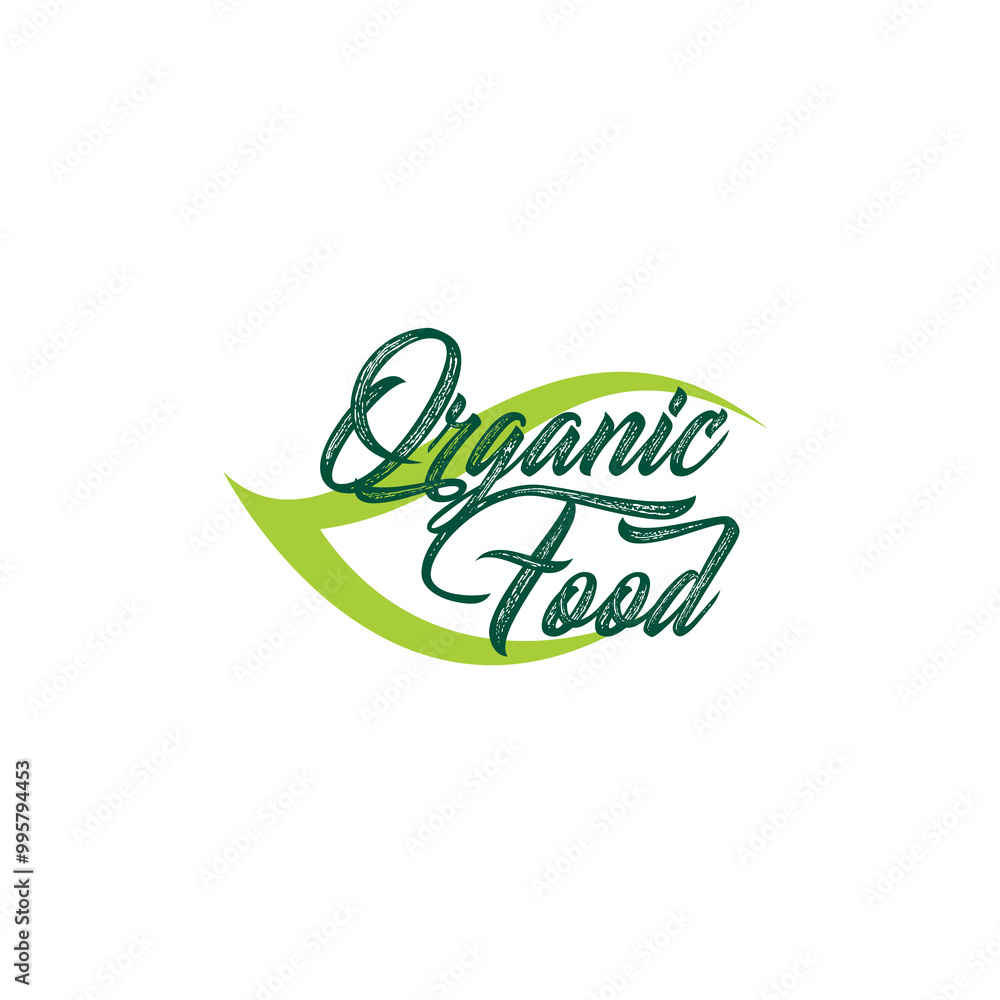 organic food lettering with a leaf organic food lettering with a leaf