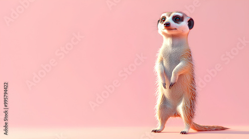 Wallpaper Mural Cute Meerkat Standing on Pink Background Torontodigital.ca