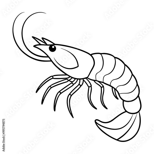 line art Shrimp fish vector