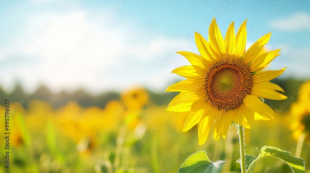 Vibrant Yellow Sunflower Blooming in Scenic Natural Landscape