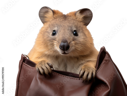 a small rodent in a purse photo