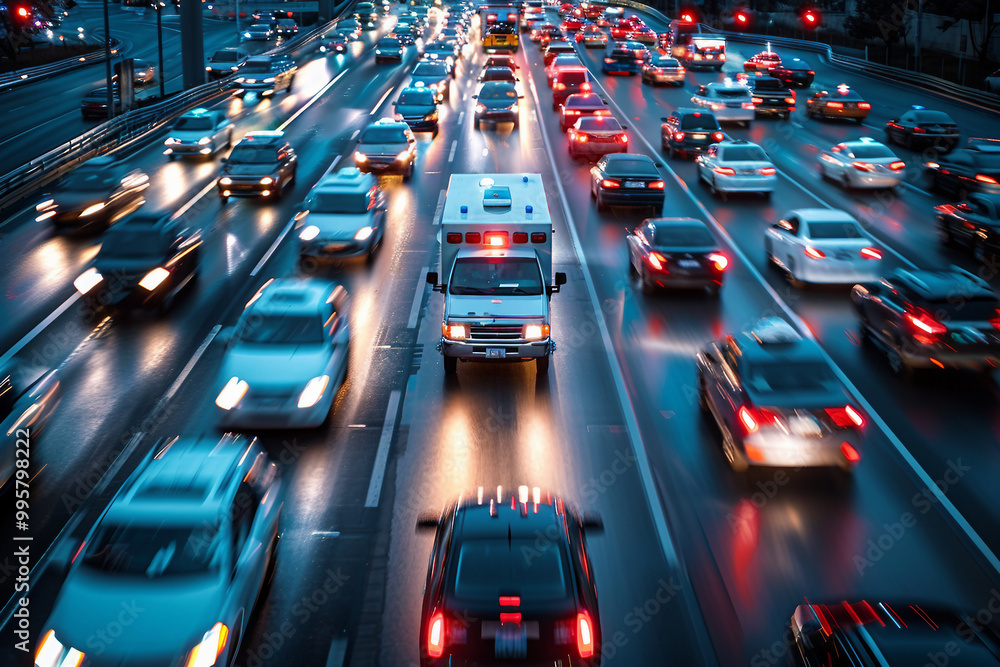 Damaged car on the road after car accident generative AI Damaged car on the road after car accident generative AI