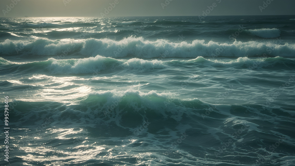 Serene Ocean Waves Under Soft Golden Light Serene Ocean Waves Under Soft Golden Light