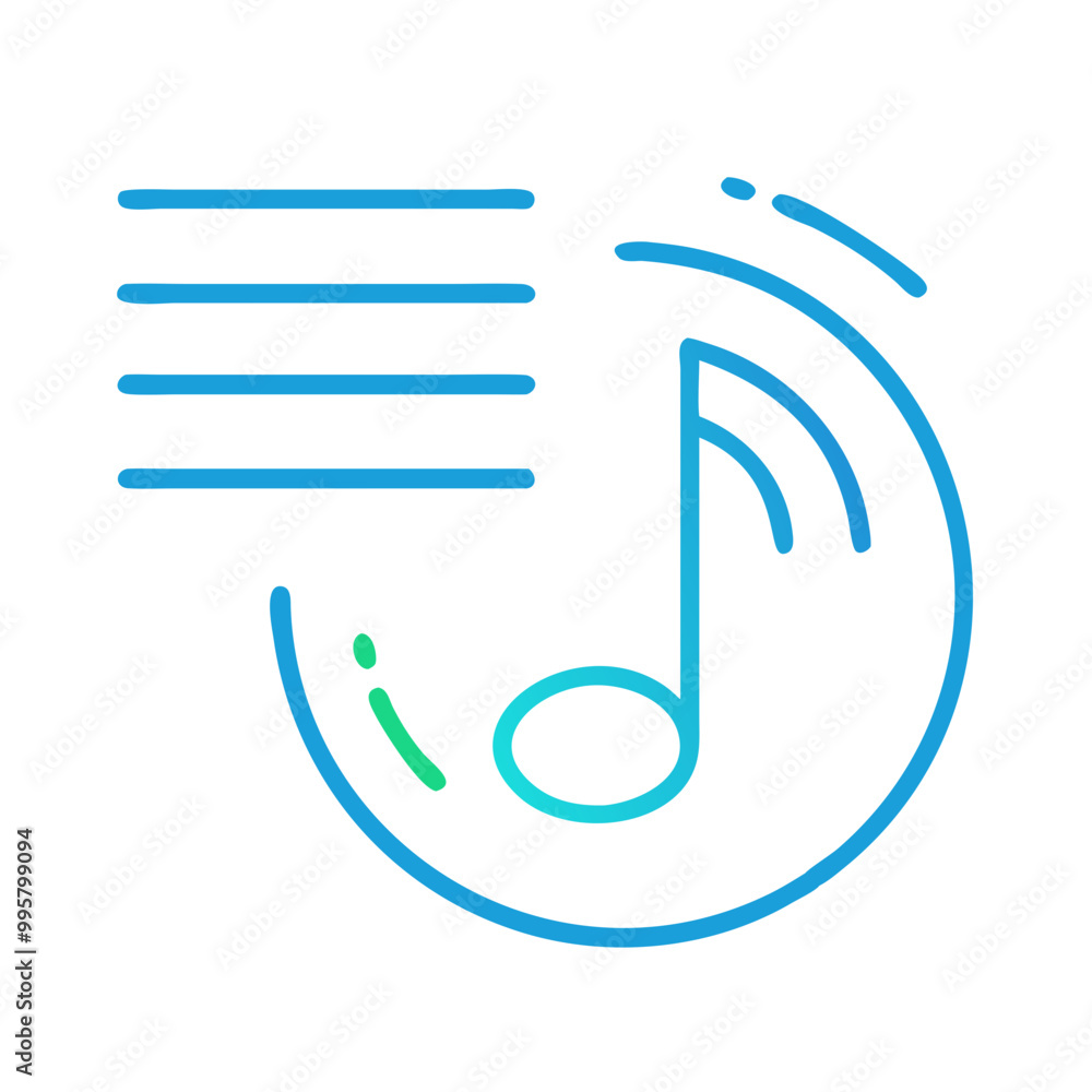 Stylized Musical Note Icon in Blue and White Representing Sound or Audio Stylized Musical Note Icon in Blue and White Representing Sound or Audio
